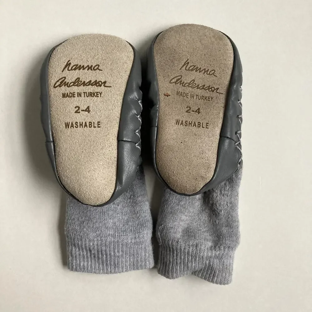 Hanna Andersson Swedish Moccasin Slipper Socks - Grey - 2-4